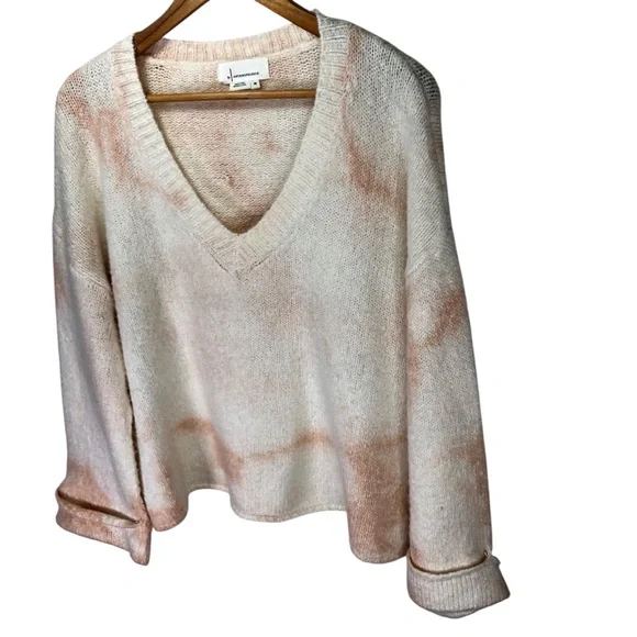 Anthropologie V Neck Bell Sleeve Sweater Sz XS Oversized Boxy Tie Dye Cozy Warm - Picture 7 of 13